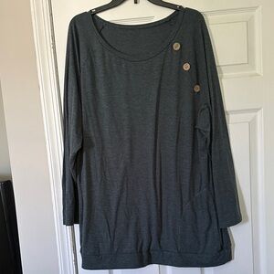 Women's Dark Teal Button-Accent Top